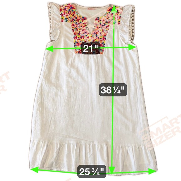 Kirundo Women XL White Embroidered Pom Pom Sleeveless Casual Dress Excellentt - Picture 10 of 13